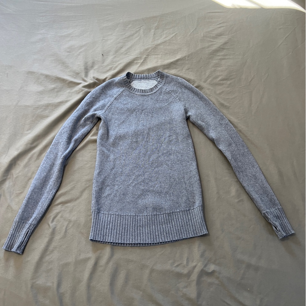 Lululemon 100% merino wool blue reversible sweater, size 2